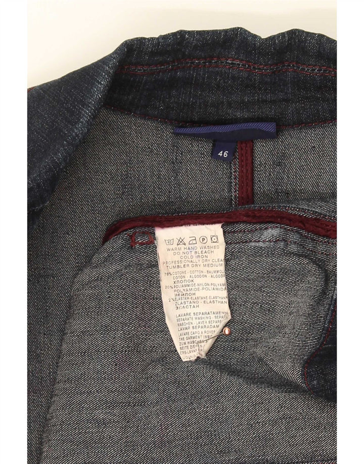 Trussardi Jeans Womens 3 Button Denim Blazer Jacket IT 46 Large Navy Blue