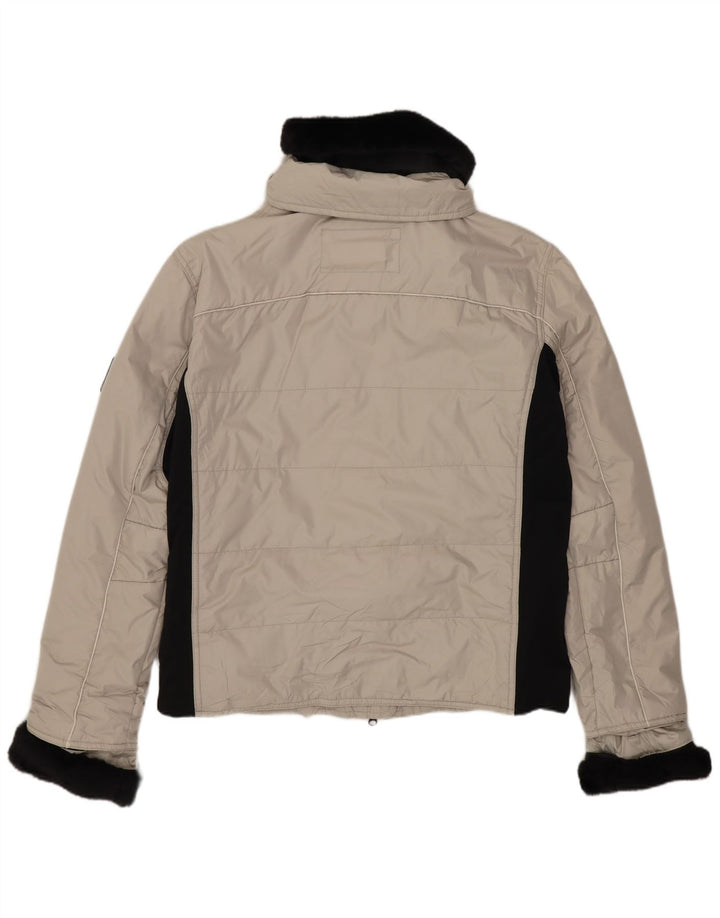 TCM Womens Oversized Padded Jacket UK 8/10 Small Beige Colourblock