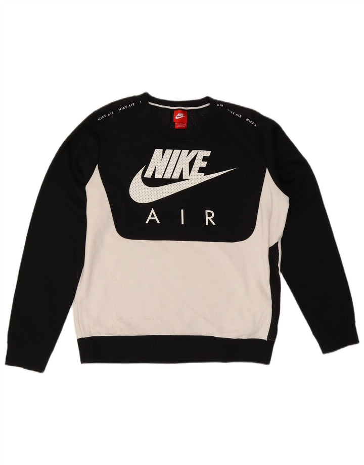 Nike Mens Graphic Sweatshirt Jumper Medium Black Colourblock Cotton