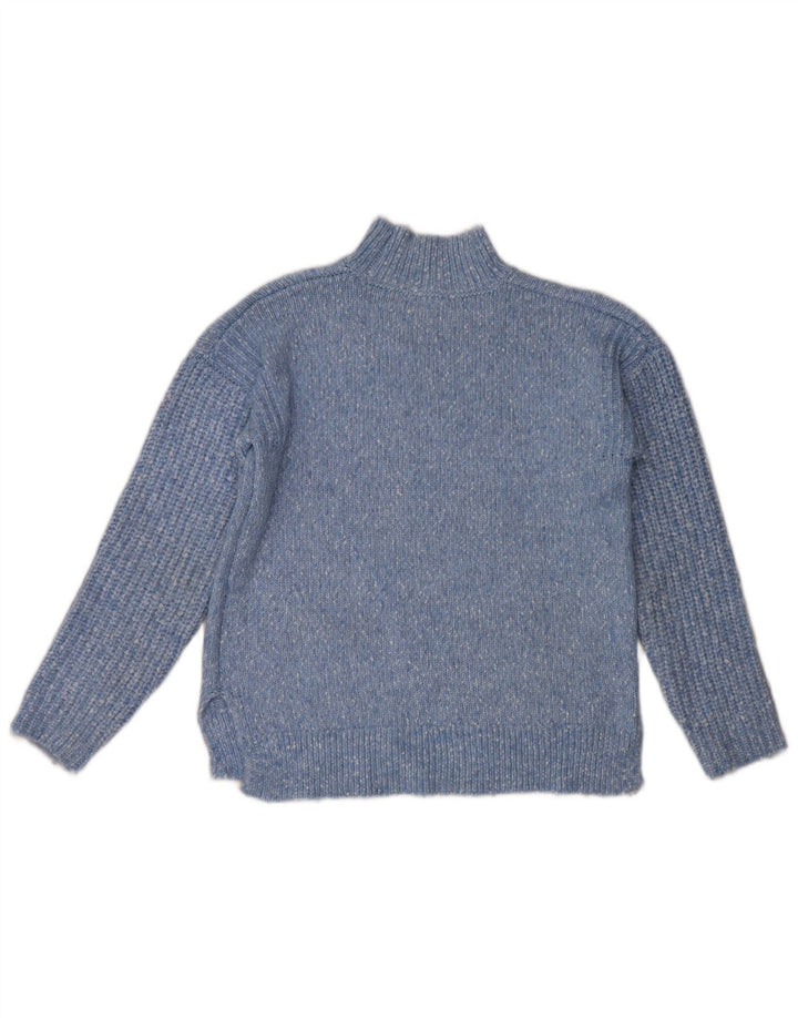 Marks & Spencer Womens Turtle Neck Jumper Sweater UK 14 Medium Blue Flecked