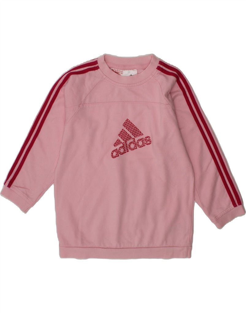 ADIDAS Girls Graphic Sweatshirt Jumper 3-4 Years Pink Cotton Vintage Adidas and Second-Hand Adidas from Messina Hembry 