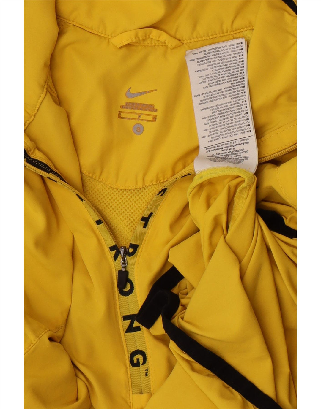 Nike Womens Graphic Zip Neck Pullover Tracksuit Top UK 10 Small Yellow