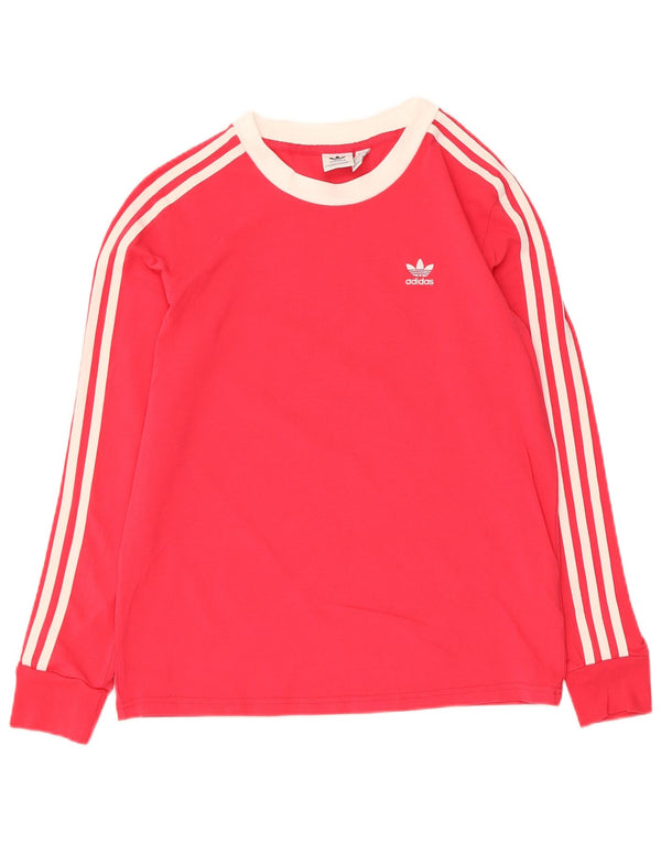 Adidas Womens Top Long Sleeve UK 12 Medium Pink Cotton