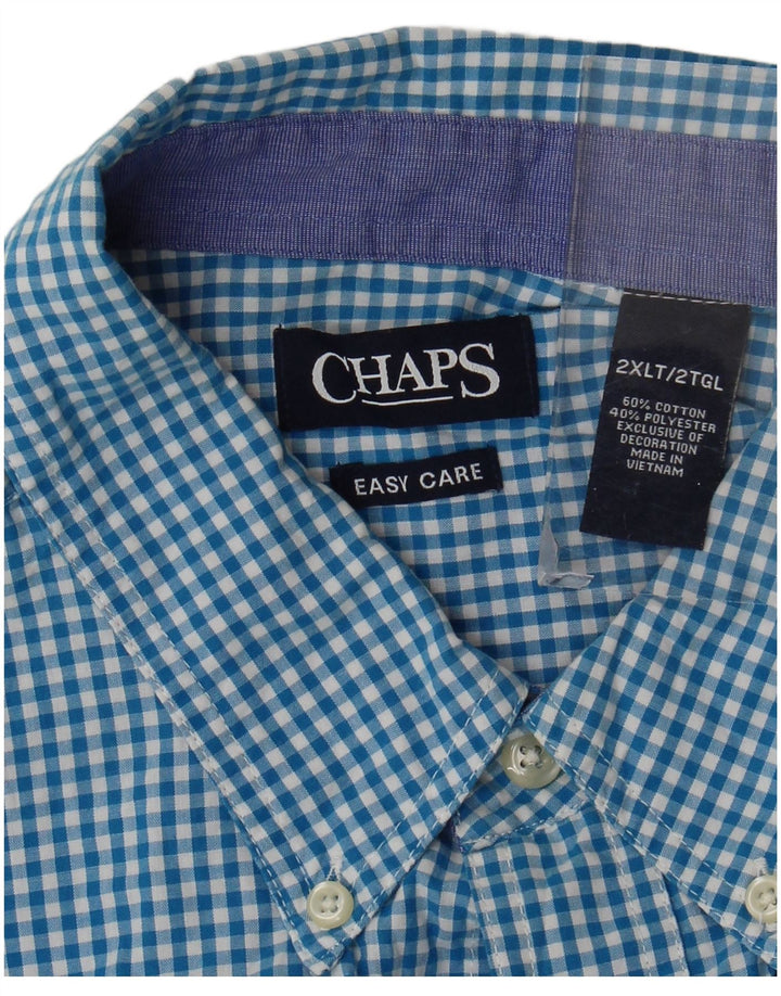 Chaps Mens Tall Shirt 2XL Blue Gingham Cotton