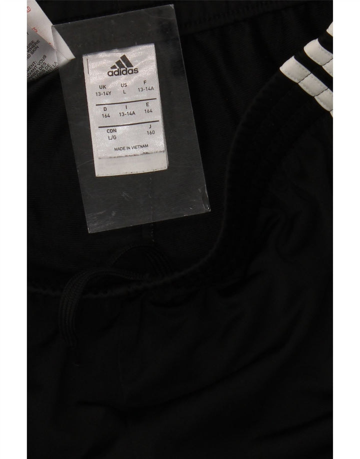 ADIDAS Boys Tracksuit Trousers 13-14 Years Black Polyester
