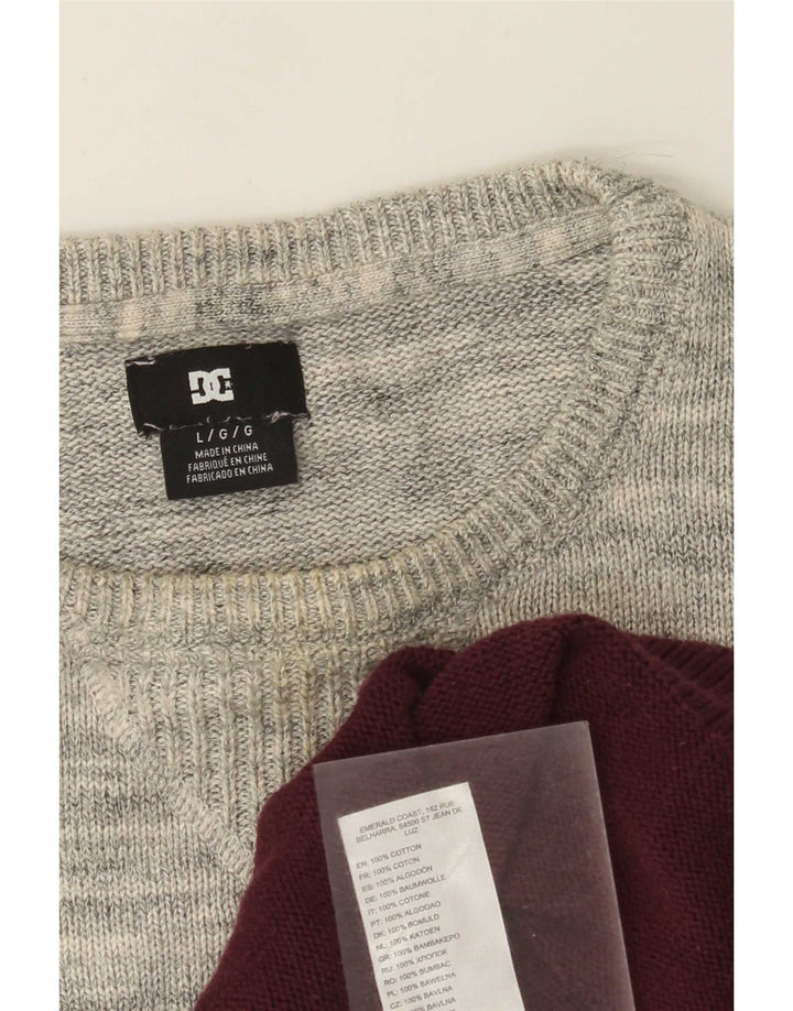 DC Mens Crew Neck Jumper Sweater Large Blue Colourblock Cotton