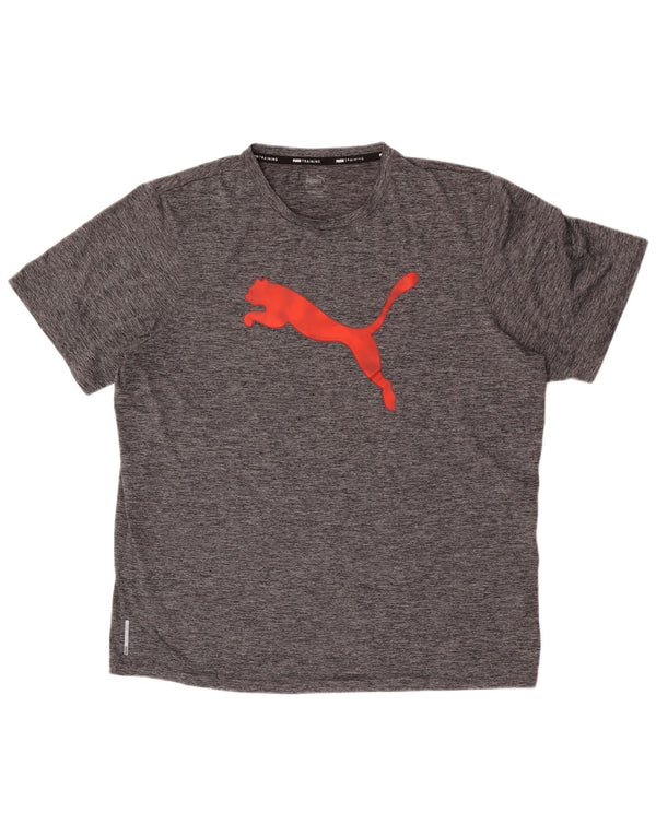 Puma Mens Training Graphic T-Shirt Top XL Grey Flecked Polyester
