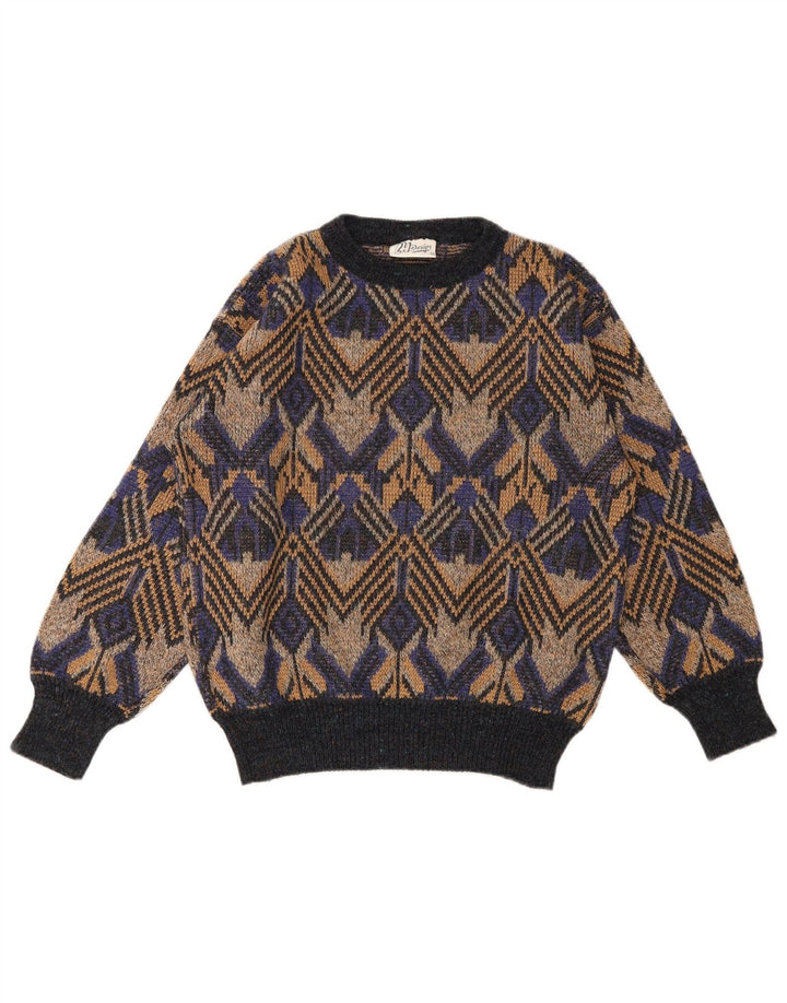 Vintage Mens Crew Neck Jumper Sweater IT 50 Medium Multicoloured Geometric