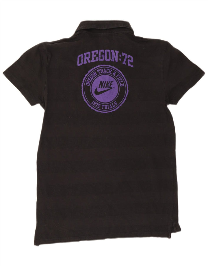 NIKE Mens Graphic Polo Shirt UK 39/41 Medium Black Striped Cotton