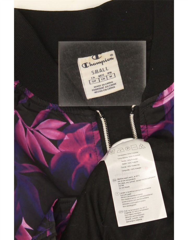 Champion Womens Tracksuit Top Jacket UK 10 Small Purple Floral Polyester