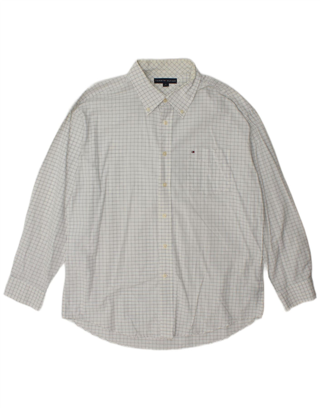 Tommy Hilfiger Mens Shirt XL White Check Cotton