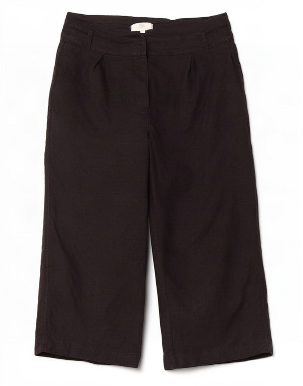 Fat Face Womens Capri Trousers UK 14 Large W34 L23 Black Linen