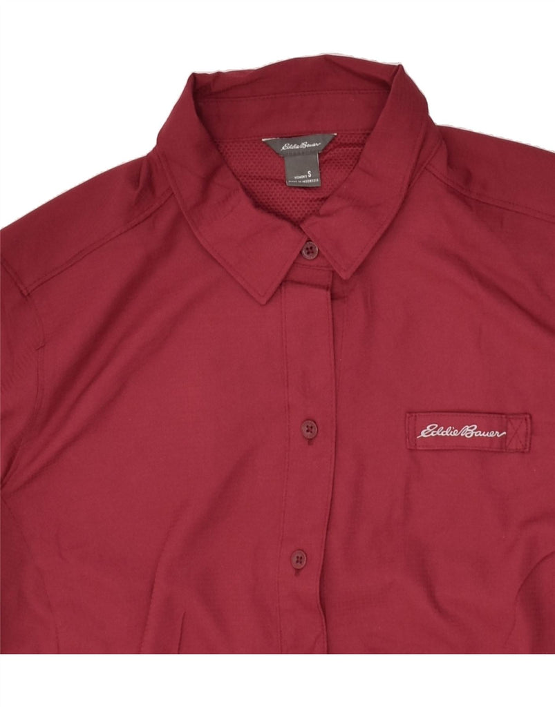 EDDIE BAUER Womens Long Sleeve Shirt UK 10 Small Red Polyester | Vintage Eddie Bauer | Thrift | Second-Hand Eddie Bauer | Used Clothing | Messina Hembry 