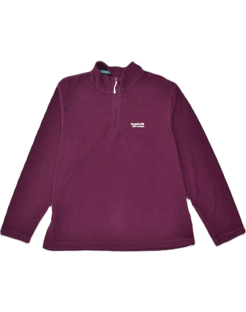 REGATTA Womens Loose Fit Zip Neck Fleece Jumper UK 16 Large Purple | Vintage Regatta | Thrift | Second-Hand Regatta | Used Clothing | Messina Hembry 