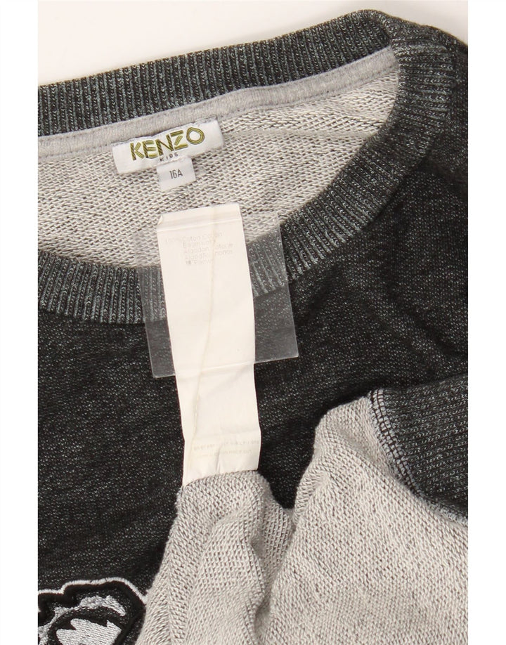Kenzo Boys Graphic Sweatshirt Jumper 15-16 Years Grey Cotton