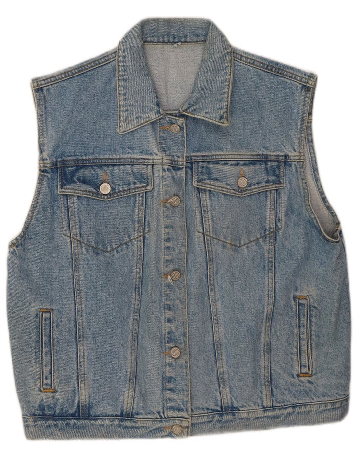 VINTAGE Womens Denim Gilet UK 14 Medium Blue Cotton
