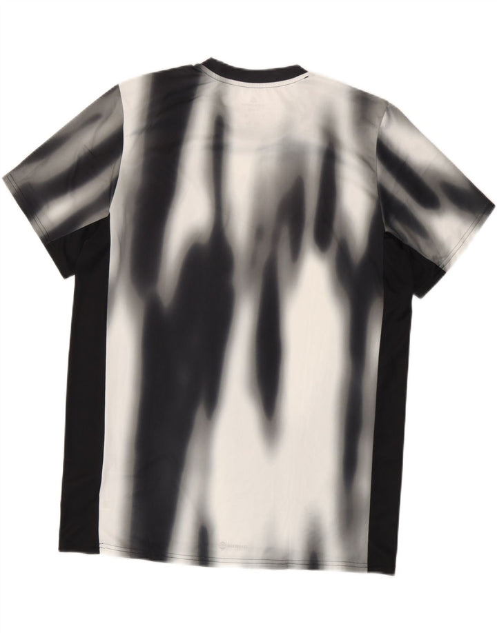 Adidas Mens T-Shirt Top Large Black Tie Dye Polyester