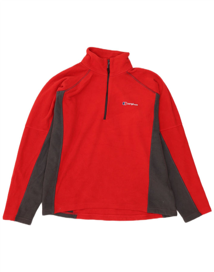 Berghaus Mens Zip Neck Fleece Jumper Medium Red Colourblock Polyester
