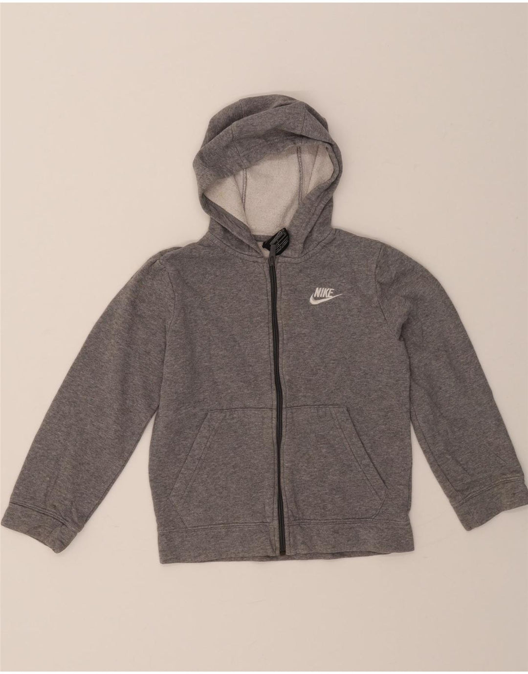 NIKE Boys Zip Hoodie Sweater 8-9 Years Small Grey Cotton Vintage Nike and Second-Hand Nike from Messina Hembry 