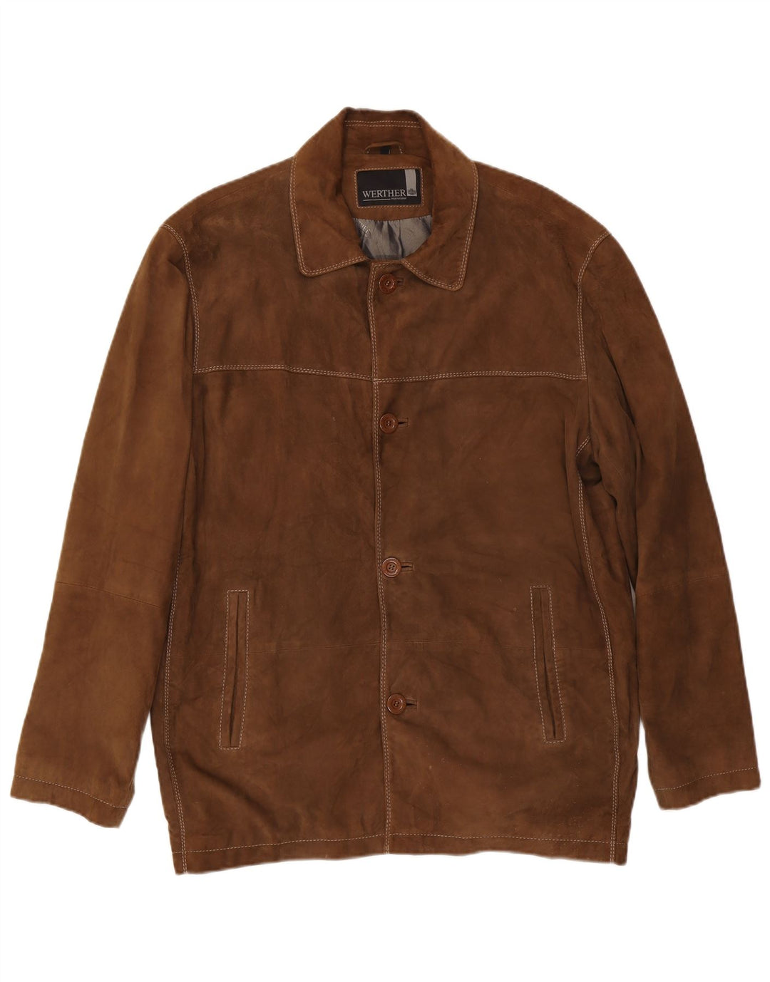 Werther Mens Suede Jacket IT 54 2XL Brown Leather