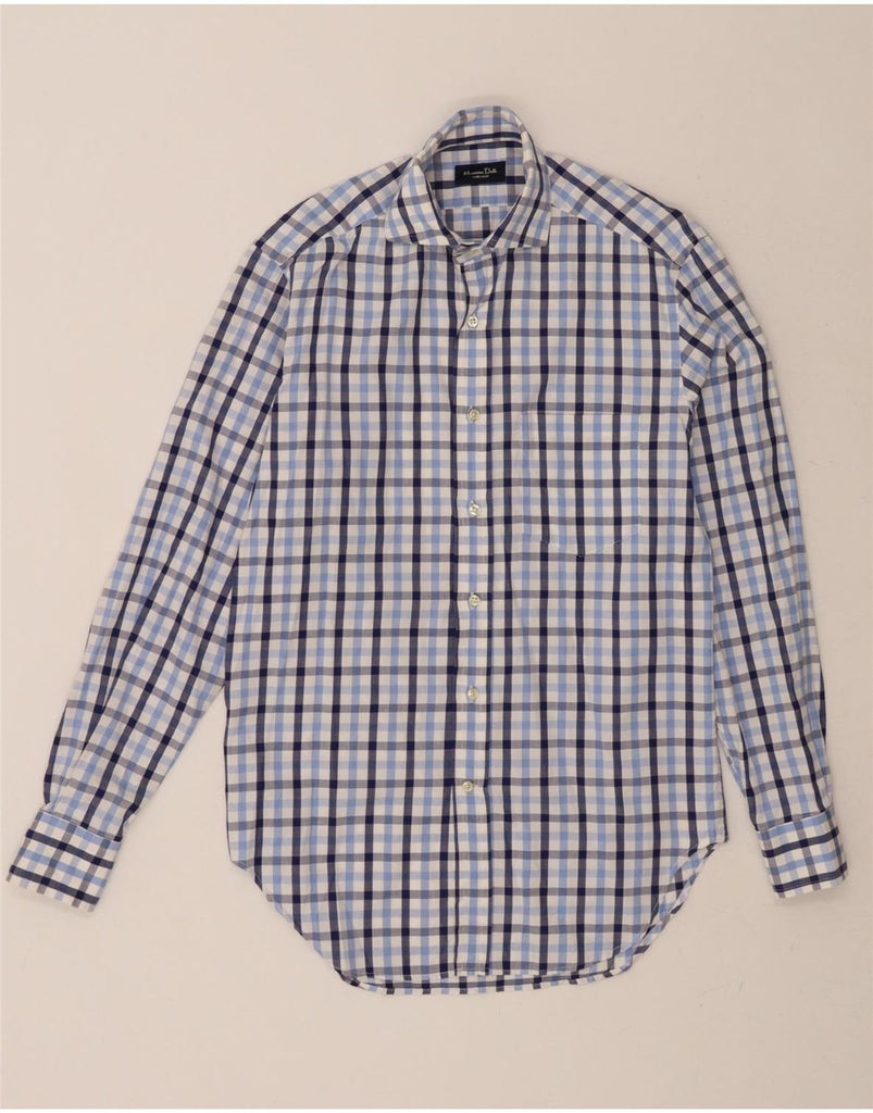 MASSIMO DUTTI Mens Shirt UK 38 Medium Blue Gingham Cotton Vintage Massimo Dutti and Second-Hand Massimo Dutti from Messina Hembry 