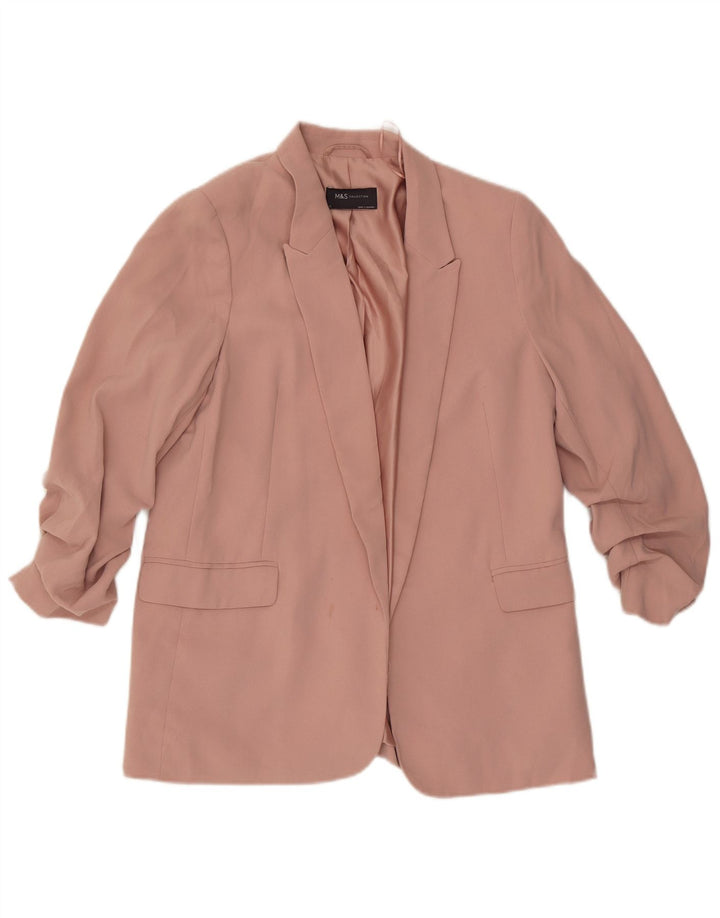 Marks & Spencer Womens Open Blazer Jacket UK 12 Medium  Pink Polyester