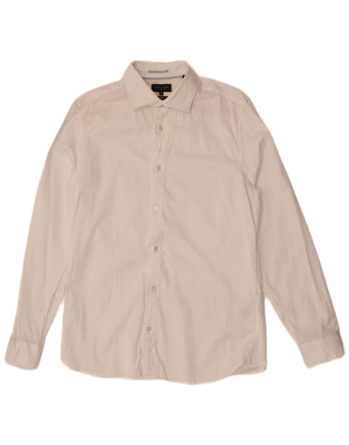 Ted Baker Mens Slim Fit Shirt Size 4 Large White Cotton