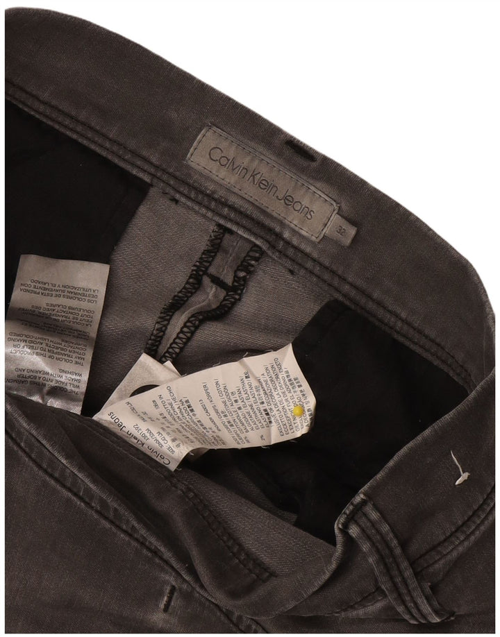 Calvin Klein Mens Slim Jeans W32 L34 Grey Colourblock Cotton