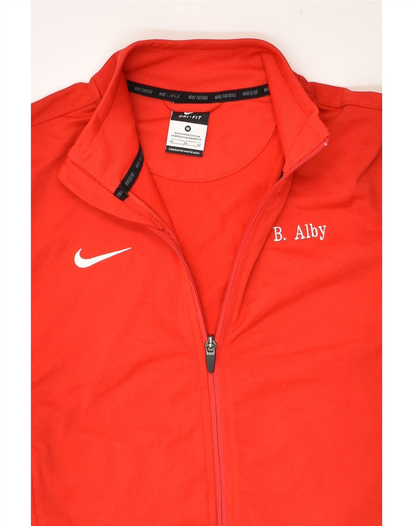 NIKE Womens Tracksuit Top Jacket UK 12 Medium Red Colourblock Polyester | Vintage Nike | Thrift | Second-Hand Nike | Used Clothing | Messina Hembry 