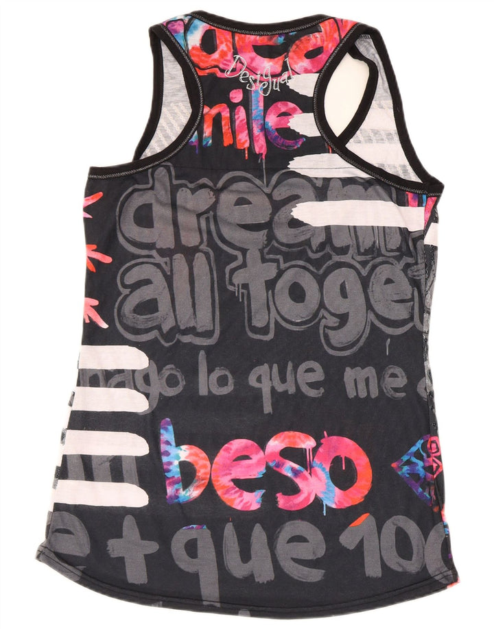 Desigual Womens Graphic Vest Top UK 18 XL Black Polyester
