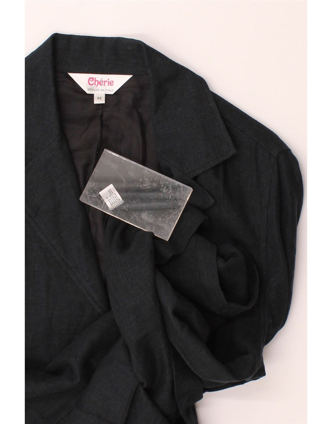 CHERIE Womens 4 Button Blazer Jacket IT 46 Large Black Linen Vintage cherie and Second-Hand cherie from Messina Hembry 