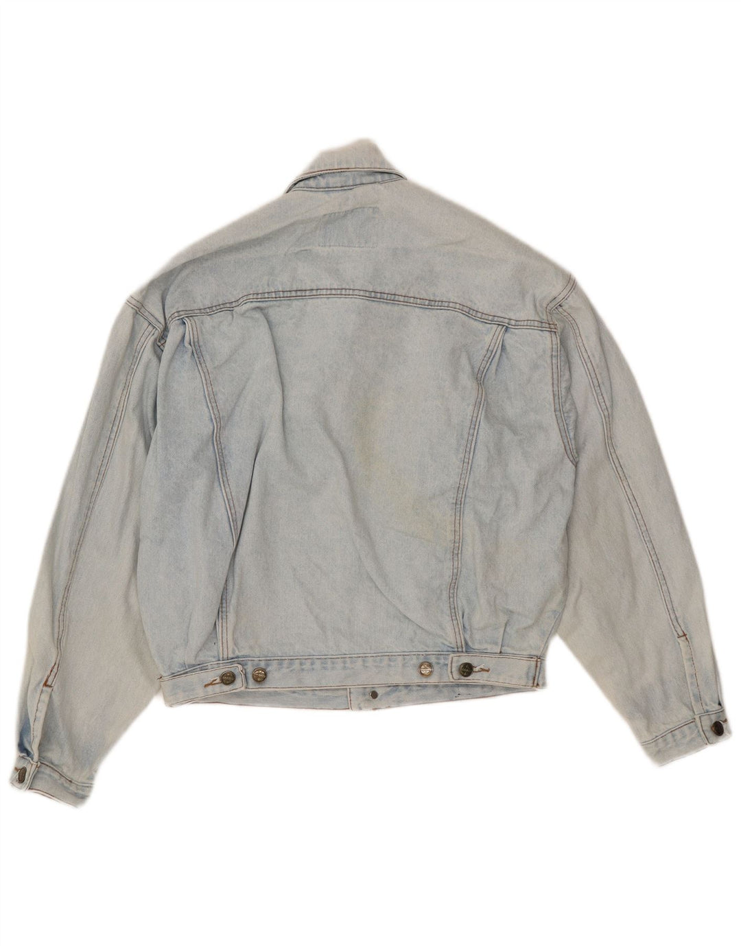 VINTAGE Womens Oversized Crop Denim Jacket UK 10 Small Blue Cotton