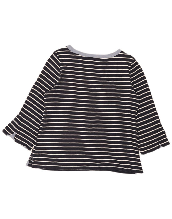 Nautica Womens Top 3/4 Sleeve UK 18 XL Navy Blue Striped Cotton