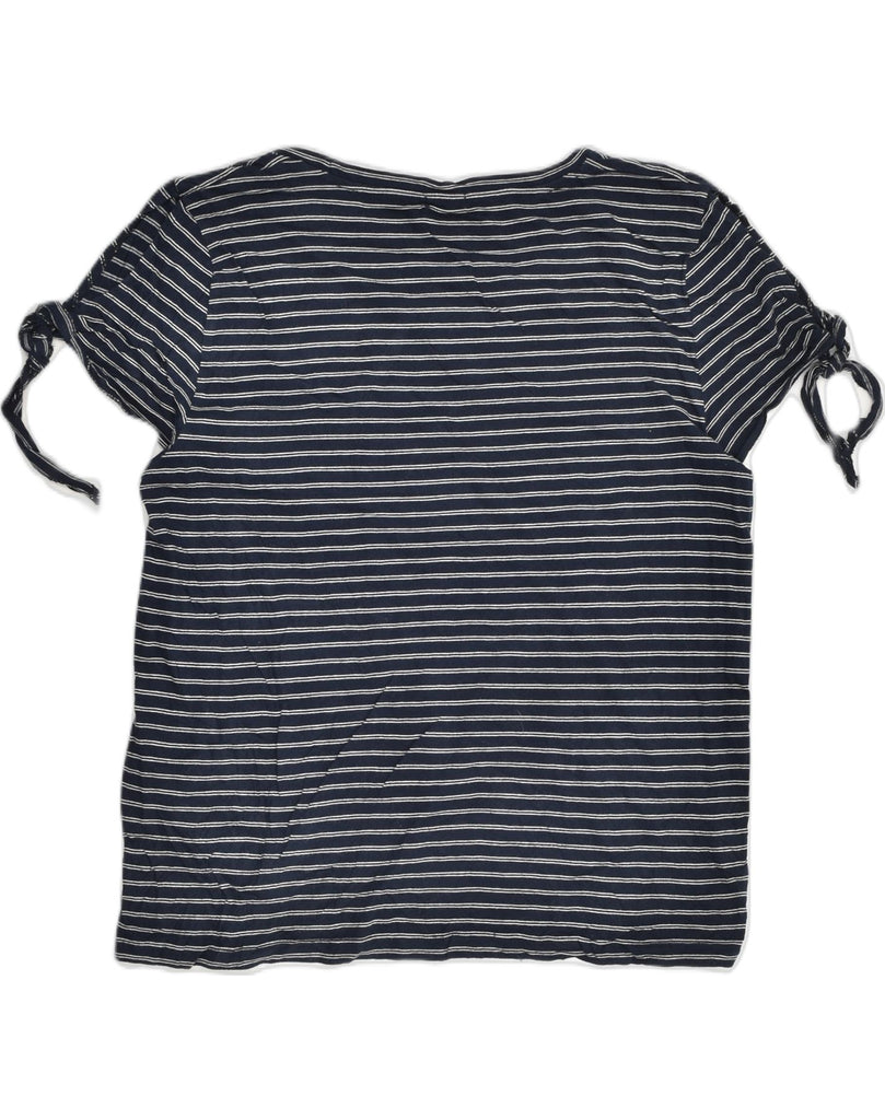 J. CREW Womens T-Shirt Top UK 18 XL Navy Blue Striped Cotton | Vintage J. Crew | Thrift | Second-Hand J. Crew | Used Clothing | Messina Hembry 