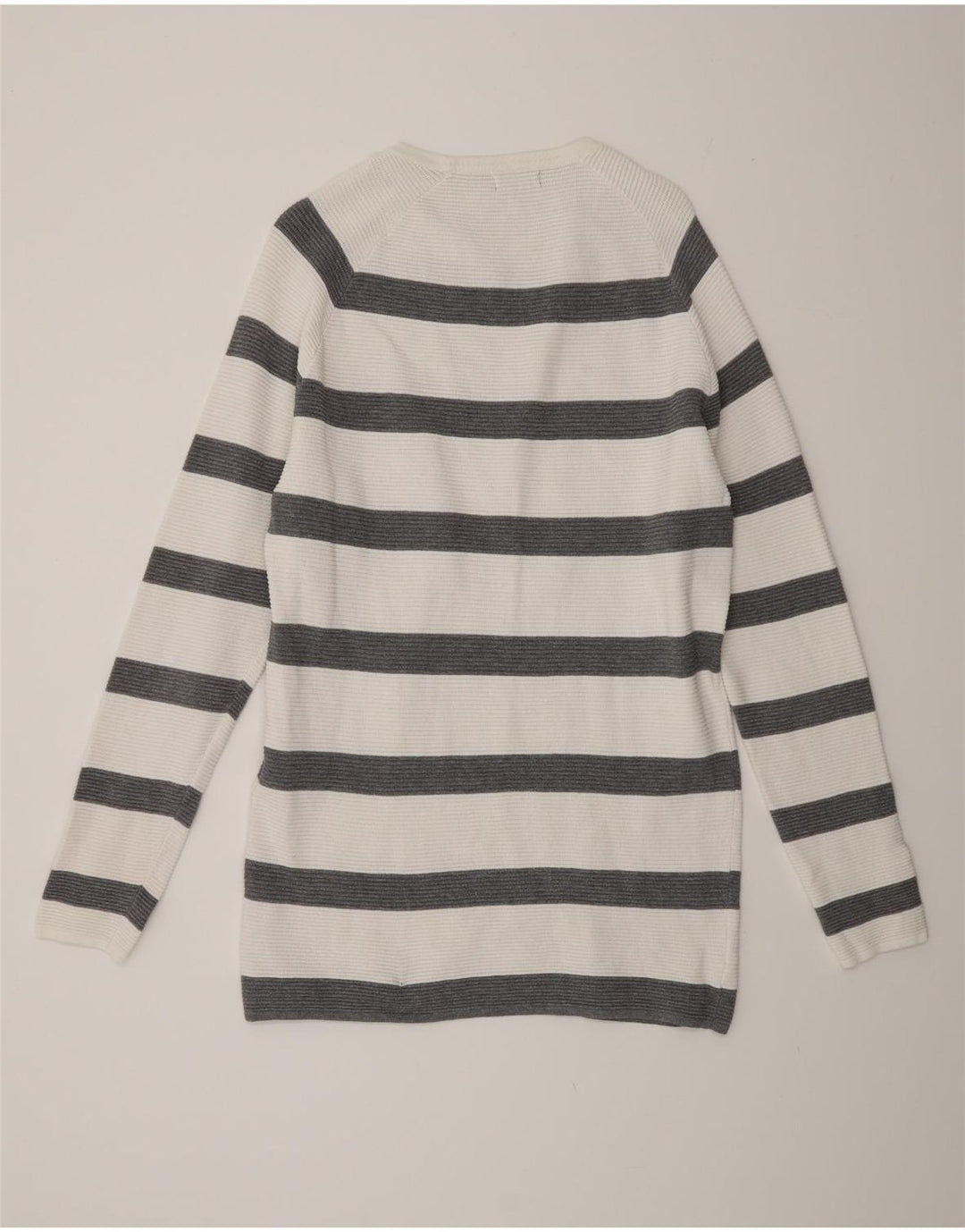 ZARA Mens Boat Neck Jumper Sweater Large White Striped