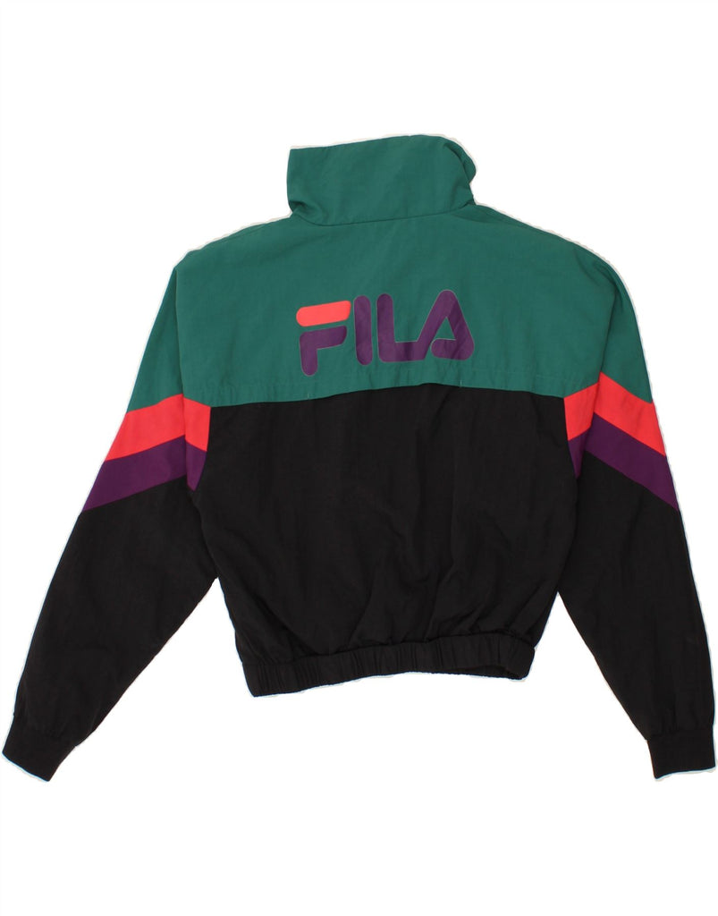 FILA Womens Oversized Zip Neck Pullover Tracksuit Top UK 6 XS Green Vintage Fila and Second-Hand Fila from Messina Hembry 