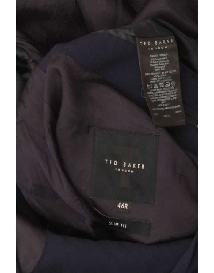 Ted Baker Mens Slim Fit 2 Button Blazer Jacket UK 46 3XL Navy Blue Wool