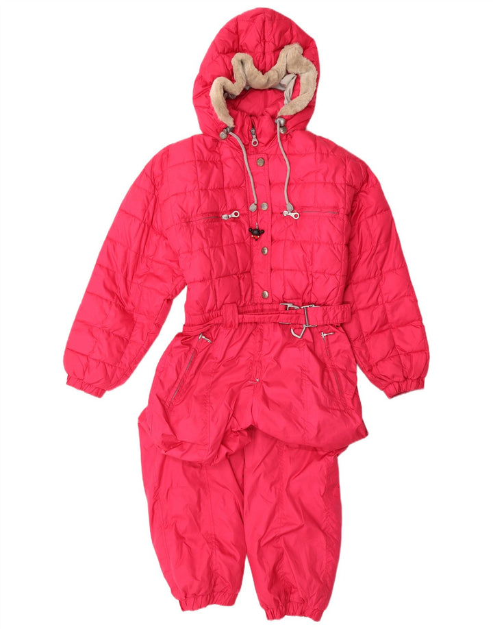 Cacao Womens Hooded Ski Jumpsuit IT 42 Medium  Pink Polyester