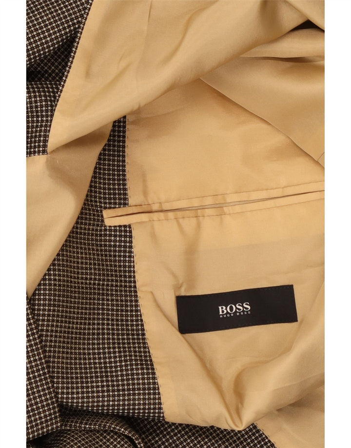 Hugo Boss Mens 3 Button Blazer Jacket UK 42 XL Grey Check