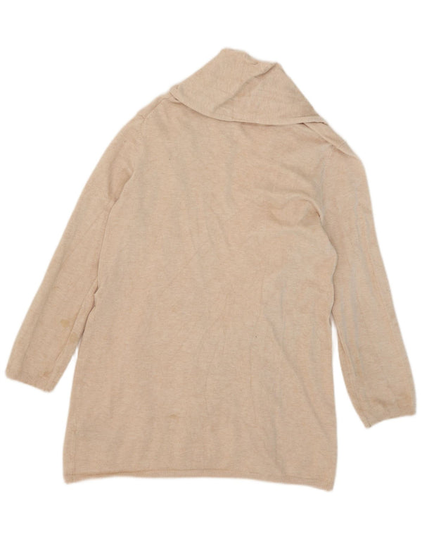 Zara Womens Longline Open Cardigan Sweater UK 18 XL Beige Viscose