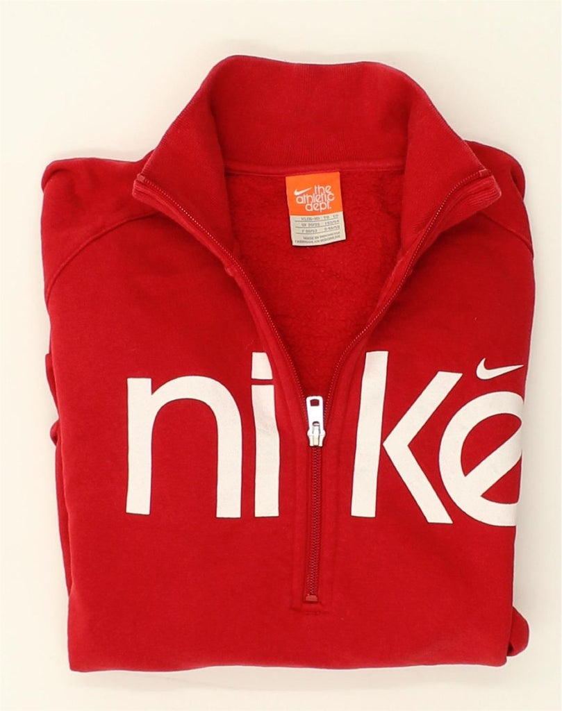 NIKE Girls Zip Neck Graphic Sweatshirt Jumper 15-16 Years XL  Red Cotton | Vintage Nike | Thrift | Second-Hand Nike | Used Clothing | Messina Hembry 