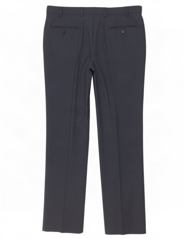 Marks & Spencer Mens Straight Suit Trousers W38 L31 Navy Blue Polyester