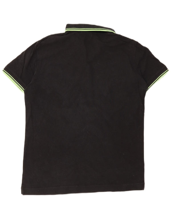 Calvin Klein Mens Polo Shirt IT 52 Large Black Striped Cotton