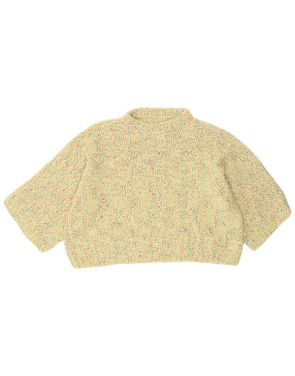 Vintage Womens 1/2 Sleeve Turtle Neck Jumper Sweater UK 14 Large Yellow Ret