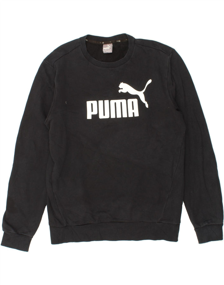 PUMA Mens Graphic Sweatshirt Jumper Medium Black Cotton Vintage Puma and Second-Hand Puma from Messina Hembry 