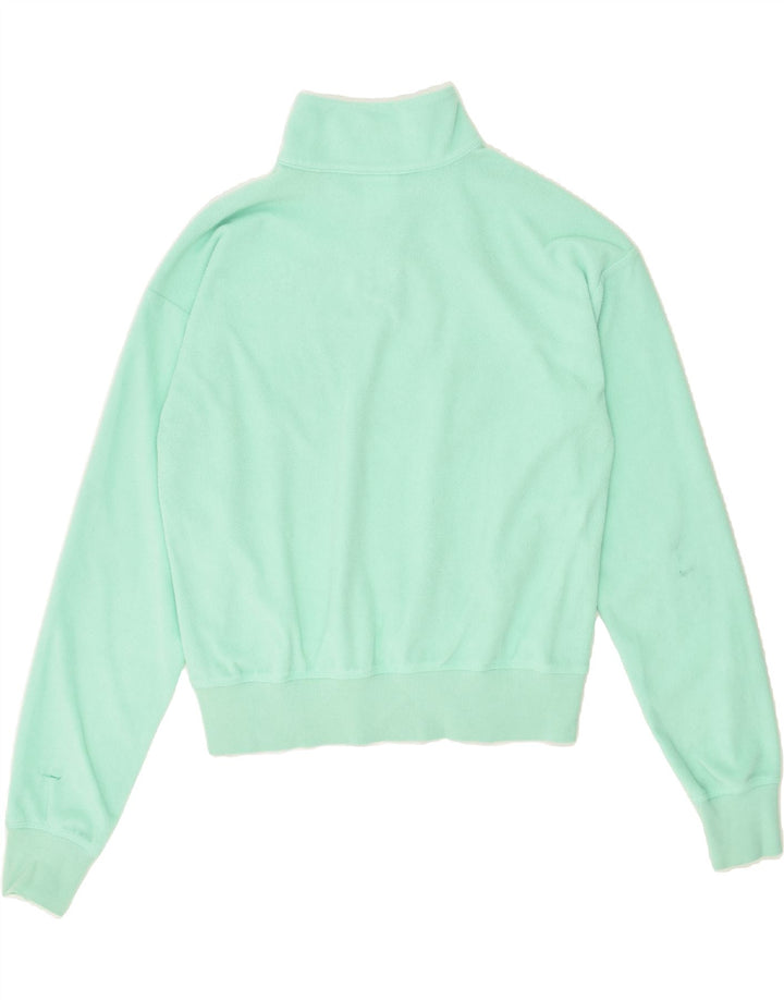 CHAMPION Womens Button Neck Fleece Jumper UK 14 Medium Turquoise | Vintage Champion | Thrift | Second-Hand Champion | Used Clothing | Messina Hembry 