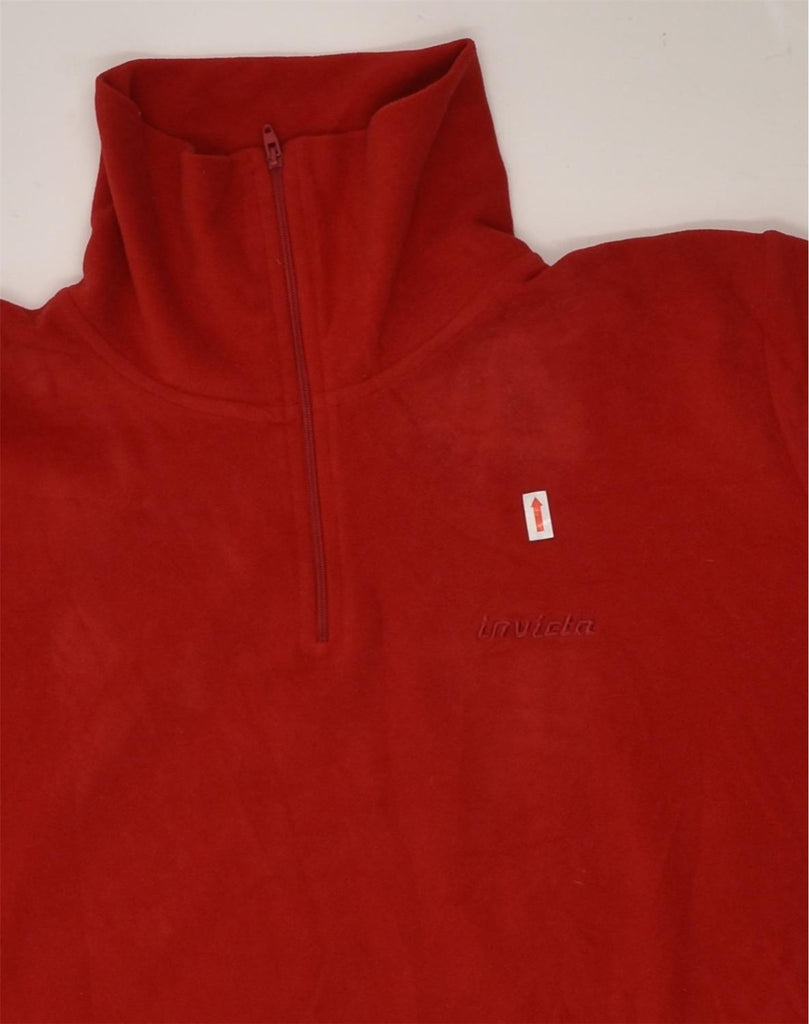 INVICTA Womens Zip Neck Fleece Jumper UK 16 Large Red Polyester | Vintage Invicta | Thrift | Second-Hand Invicta | Used Clothing | Messina Hembry 