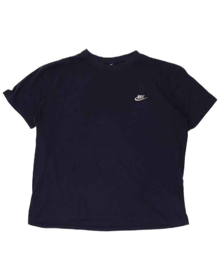 NIKE Womens Athletic Cut T-Shirt Top UK 20 2XL Navy Blue Cotton