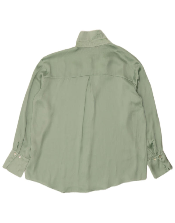 Zara Womens Oversized Shirt Blouse UK 14 Medium Green Polyester
