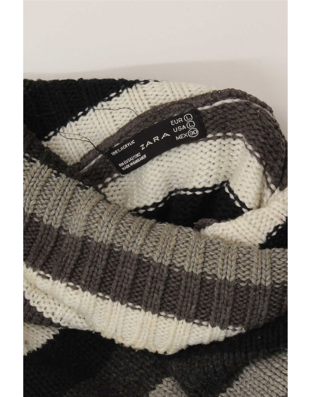 Zara Womens Crop Roll Neck Jumper Sweater UK 14 Large Multicoloured Striped
